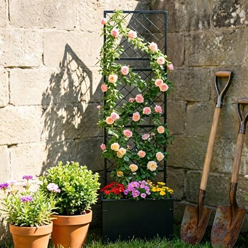 aboxoo 52" Metal Planter Box with Privacy Screen Trellis Raised Bed - Image 4