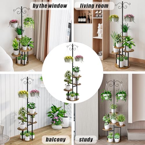 INGIORDAR Plant Stand Indoor Outdoor Corner 5 Tier Flower Shelf Black - Image 6