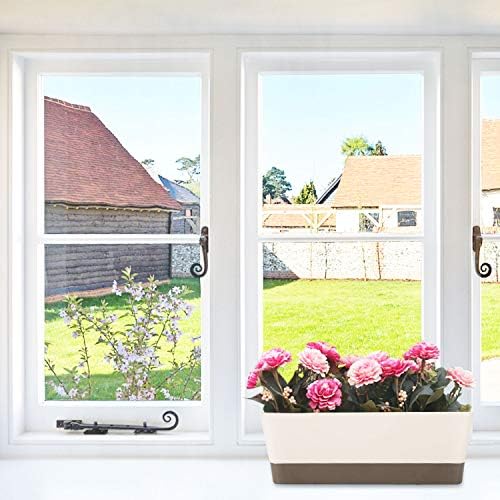 SUREAM Window Box Planter, 4 Pack 12x3.8 Inch/16x3.8 Inch Modern Succulent Pots, Plastic Rectangle Planters Containers with Saucer for Windowsill, Garden Balcony, Porch, Indoor Outdoor Decoration - Image 5