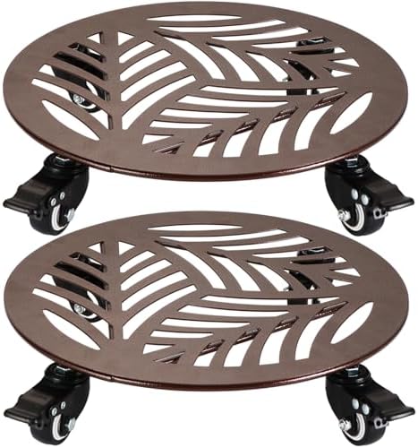 2-Pack Extra-large Metal Plant Caddy with Wheels 16 Inches Heavy-duty Rolling Plant Stands with Casters Wheeled Flower Pot Mover Rollers Rust-proof Iron Planter Dolly Coasters for Indoor Outdoor Use by PartyZealot