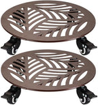 2-Pack Extra-large Metal Plant Caddy with Wheels 16 Inches Heavy-duty Rolling Plant Stands with Casters Wheeled Flower Pot Mover Rollers Rust-proof Iron Planter Dolly Coasters for Indoor Outdoor Use by PartyZealot