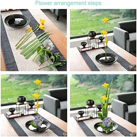 WANDIC Flower Arrangement Kit, Set of 51, Round Flower Holders, Ceramic Flower Pot, Kenzan Needle Cleaning Pin & Rake, Floral Stems and Floral Tape for Flower Arranging Art - Image 4