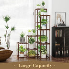 Bamworld 55“ Tall Plant Stand Indoor Outdoor Corner Plant Shelves Wood - Image 2