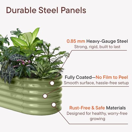 4 Pcs Galvanized Raised Garden Bed 6x2x1 ft, 12" Metal Planter Box - Image 2