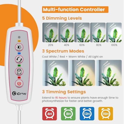 Kullsinss Tall Grow Lights for Indoor Plants with Stand, 2-Head 114 LEDs - Image 5
