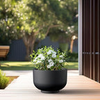 Kante Accent Round Pedestal Black Concrete Planter 17.7" Dia, Outdoor - Image 4