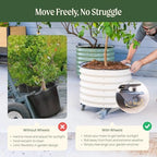 Rolling Metal Citrus Tree Planter Pot, 21″ Round Planter Box for Porch Patio & Backyard, 20 Gallon Large Planter Pot with Wheels for Growing Olive Trees Tomatoes Vegetables and Flowers, Pearl White - Image 4
