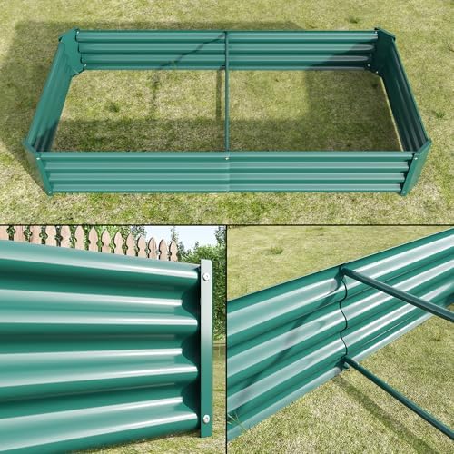 Metal Raised Garden Bed Outdoor, Rectangle Galvanized Rustproof Raised Planter Boxes for Flowers, Plants, Vegetables, Herbs (Green, 6x3x1FT) - Image 6