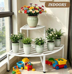 Dipion 2 Tier Corner Plant Stand Outdoor Metal,Indoor Plant Shelf,White - Image 4