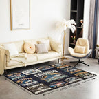 Erosebridal Fishing Area Rug 6'6" x 4'11" Patchwork Living Room Rugs Sea Bass Vintage Retro Poster Style Decorative Carpet Fishing and Hunting Theme Fish Indoor Floor Mat - Image 2