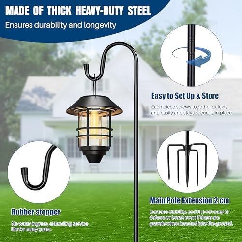 Ottsuls Shepherds Hooks with 5 Prongs Base for Outdoor - 92" Adjustable Bird Feeder Pole for Outside Hanging, Garden, Hummingbird Feeder, Plant Baskets, Solar Light Lanterns, Wedding Decor (1 Pack) - Image 4