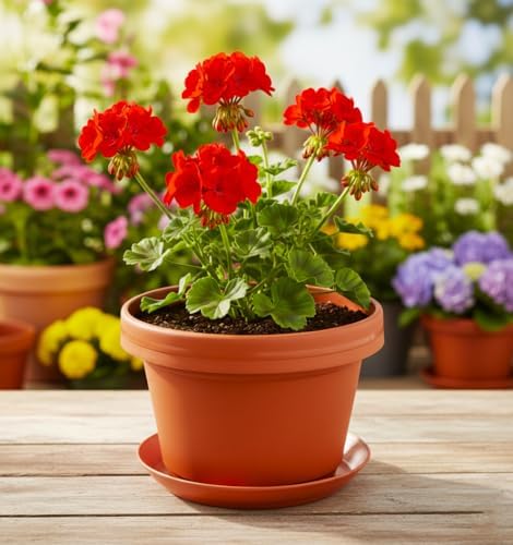 Flower Pots with Saucers, 7 inch, Fire Orange Case of 5 - Image 4