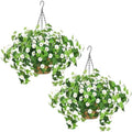 Krissing 2 Pack Artificial Hanging Basket with Daisy Flowers, White by Krissing