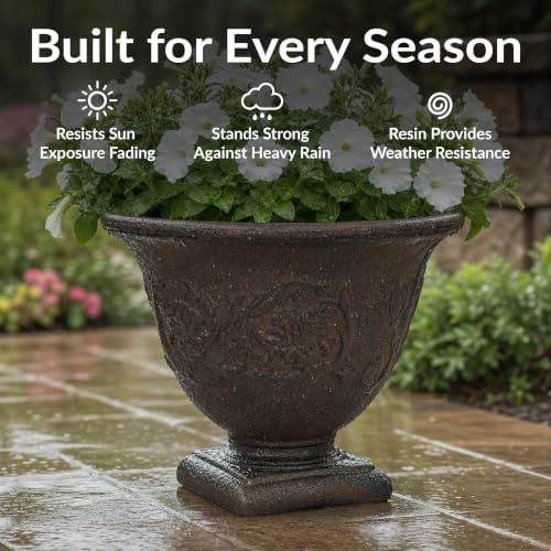 Sunnydaze Darcy 16'' Large Round Plant Pot, 4pk, Rust - Image 4