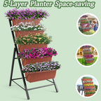 TEANDE Vertical Raised Garden Bed, 5-Tier Elevated Planter Box w/Drainage System & 4 Hooks for Herbs Vegetables Flowers, Vertical Garden Planter for Patio Yard Indoor Outdoor - Image 3