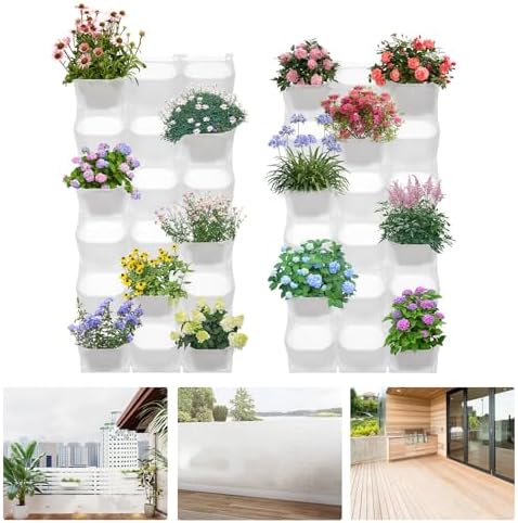 36 Pockets Vertical Wall Planter, Wall Mounted Flower Pot Holder with 180LB Capacity,10.56 oz Self Watering Pots & 36 Non-Woven Bags for Indoor Outdoor Herbs,Flowers,Strawberries (White) - Image 2