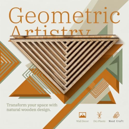 Triangle Wall Planter for Dry Plants, Hollow Out Geometric Wooden Wall Decor, Natural Wood Creative Home Decor Display Shelf for Flower Arrangements, Living Room, Entryway, Balcony - Image 2