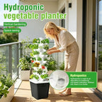 Hydroponics Tower Indoor Growing System Vertical Garden Planter Indoor Smart Garden Kit with Pump and Movable Water Tank Vegetable Plant Gift for Gardening Lover (Gray-35plants) - Image 2