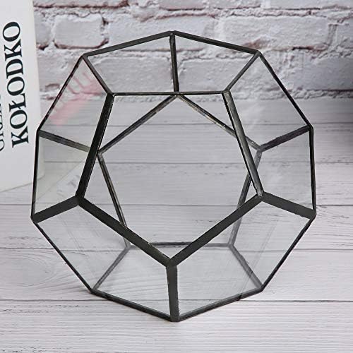 Aramox Glass Flowerpot Geometric Plant Planter 18 X 18 X 15 Cm Glass and Tin Container for Succulents Moss Cacti Ferns Indoor Desktop Shelf Windowsill Home Office Decor - Image 7