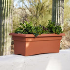 Bloem Veranda 26" Plastic Rectangular Deck Box Planter - UV-Resistant, Indoor/Outdoor, Terra Cotta, 2-Pack - Image 2