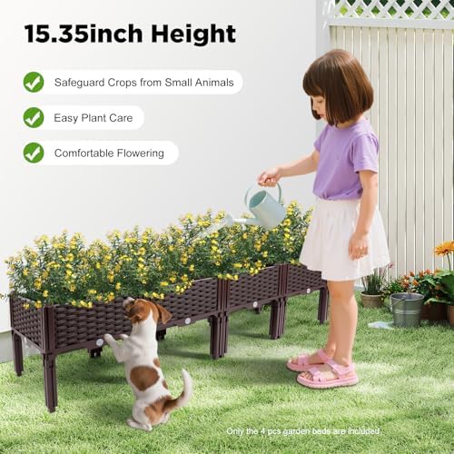 Raised Garden Bed with Legs, Outdoor Plants Planter Box Plant Pots Elevated Garden Boxes, Plastic Raised Beds for Gardening Vegetables Herb Flower Plants, Perfect for Indoor Outdoor Planting, 4 Boxes - Image 4
