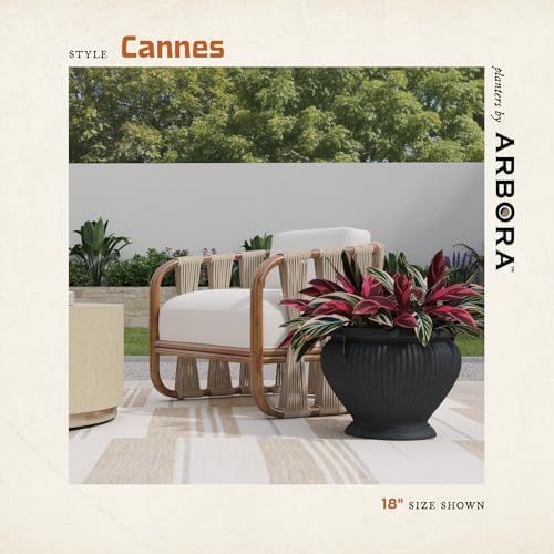ARBORA 18" Cannes Urn Planter - Lightweight Polyresin Decorative Plant Pot - Image 3