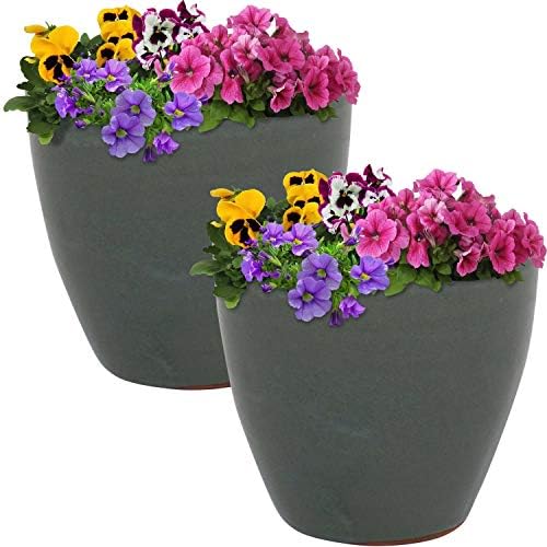Sunnydaze 8-Inch Outdoor Glazed Ceramic Plant Pot - Gray by SunnydazeDecor