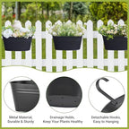 Dahey 10.5 Inch Metal Hanging Flower Pots 5 Pcs Outdoor Railing Planter Box - Image 3