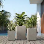 Kante Set of 3 Weathered Concrete Tall Planters 13" 11" 9" Dia - Image 7