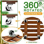 Taiyin 2 Pack 16 Inch Wooden Rolling Plant Caddy, 220 Lbs Lockable Wheels - Image 3