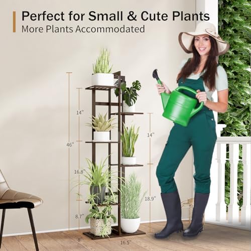 DolceLuna Plant Stand Indoor 6 Tier, Bamboo Plant Shelf Corner Flower Rack - Image 3