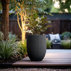 Kante Small Round Bullet Black Concrete Planter 21.7" Tall, Outdoor - Image 6
