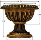 Round Heavy Duty Plastic Clay Look (2 Count) Flower Seedlings Nursery Pot/Planter/Urn with Wide Base for Garden Patio Office Ornaments Home Decor Long Lasting Reusable Light Weight (Gold-L) - Image 6