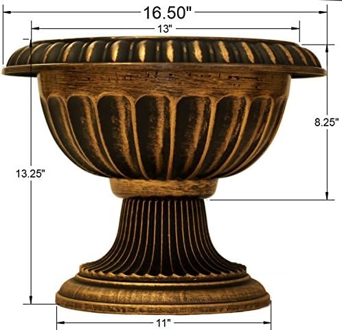 Round Heavy Duty Plastic Clay Look (2 Count) Flower Seedlings Nursery Pot/Planter/Urn with Wide Base for Garden Patio Office Ornaments Home Decor Long Lasting Reusable Light Weight (Gold-L) - Image 6