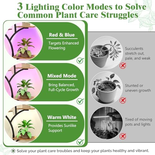 VINGLI 48" Rolling Plant Stand with Grow Lights, 8-Tier, Black & Brown - Image 5