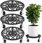 3 Pack Cast Iron Plant Caddy with Wheels Heavy Duty 11 Inch Plant Rollers by PartyZealot