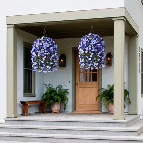 INQCMY Fake Flowers with Hanging Basket Realistic Artificial Begonias - Image 3