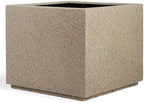PolyStone Monterray Modern Outdoor/Indoor Square Planter - 23" x 23" x 19" H - Lightweight Weather Resistant Stone-Look Resin Planter - Commercial & Residential - Sandstone Granite by PolyStonePlanters