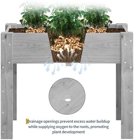 GarveeHome 34×30×18IN Elevated Raised Garden Bed, Ergonomic Fir Planter Box - Image 4