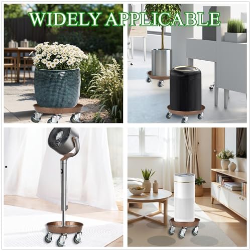 2 Pack Plant Caddy with Wheels, 12" Rolling Plant Stand 265 LBS Heavy Duty Metal Tray No Holes with Large Metal 360° Lockable Caster Wheels for Outdoor Indoor Large Plant Pots, Flower Pot, Patio - Image 2