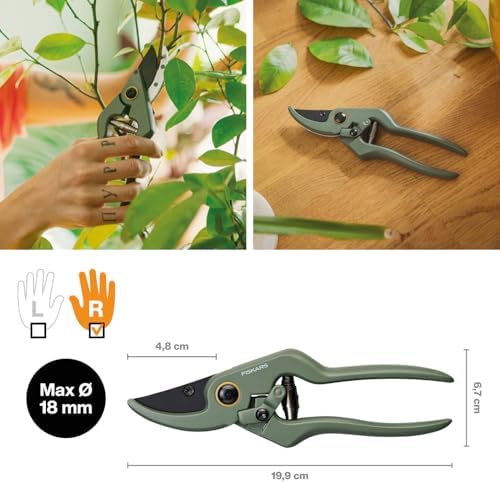 Fiskars Urban Plant Care Care 1075317 3-Piece Plant/Flower Scissors with Holder, Small Plant Shears with Holder, Stainless Steel/Plastic, Dark Green/Black - Image 2