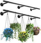 2 pcs Hanging Planters Rod, Plant Hanger Indoor for Window Ceiling, Hanging Plant Shelf for Wall Planter House Plants, Plant Shelves Metal Holder Bar 63 in (Pots, Plants, Chains not Included) by Unknown