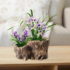 Double Cylinder Succulent Planter in Imitation Wood Design, Cement Tree Root Aesthetic, Ideal for Small Plants and Decorative Display On Window Sills, Desktops, and Bathrooms - Image 3