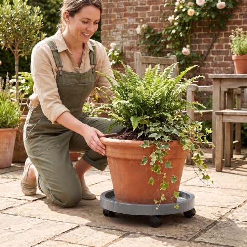 2 Pack of 14 Inch Heavy Duty Plant Caddy with Wheels,Rolling Plant Stand Pot Trolley,Wheeled Planter Saucer Tray,Potted Flower Mover Dolly with Casters Round Coaster for Indoor Outdoor - Image 7