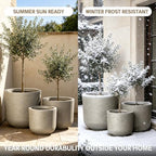 Kante Set of 3 Weathered Concrete Capsule Round Planters for Modern Home - Image 2
