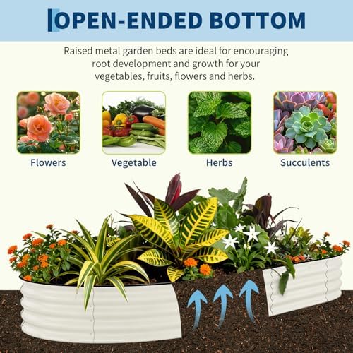 GarveeTech Raised Garden Bed 10x4 ft, 1 Pack Oval Galvanized Steel Planter Box, Metal Garden Bed for Outdoor Vegetables Flowers Herbs, Open Bottom, Rustproof - Image 4