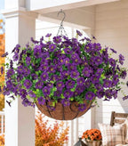 HyeFlora Artificial Fake Hanging Plants Flowers with Basket Outdoor Decor Faux Silk Dasiy Flower Arrangements in Pot Planter for Porch Home Indoor Patio Garden Yard Decoration - Image 2