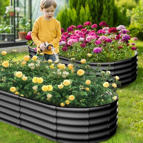 GarveeLife 2 Pcs 4.5x2x1 ft Oval Raised Garden Bed, Galvanized Raised Beds,Open-Ended Base Metal Raised Planter Beds,Garden Bed Outdoor,Planter Raised Boxes for Vegetables, Flowers,Tool-Free Asse,Gray - Image 5