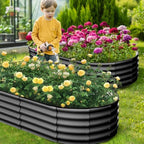 GarveeLife 2 Pcs 4.5x2x1 ft Oval Raised Garden Bed, Galvanized Raised Beds,Open-Ended Base Metal Raised Planter Beds,Garden Bed Outdoor,Planter Raised Boxes for Vegetables, Flowers,Tool-Free Asse,Gray - Image 5