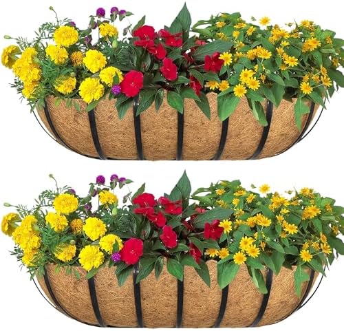 2pack 16-inch Window Sill Window Railing Planters with Cocoa Liner for Outdoor Balconies, Porches, Fences, Patio Railings by SMYAXUNW